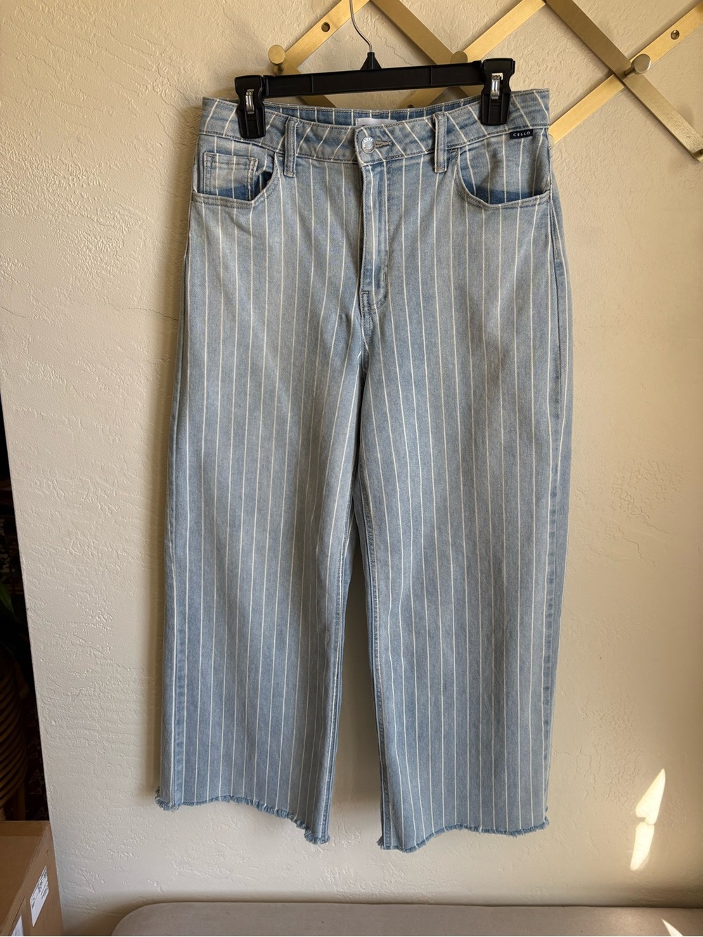 Cello Light Blue Pinstripe Wide-Leg Jeans